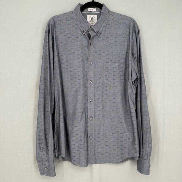 Vintage Kennington LTD Shirt Men Large Gray Mustache Print Novelty Button Estate - Picture 1 of 10